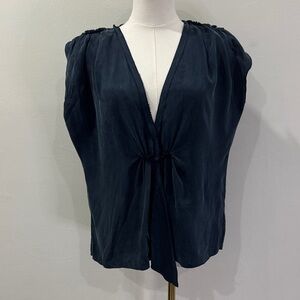 ✨ LANVIN Paris Navy Cupro Couture Top | FR 40 | Made in France